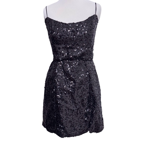Lucy in the Sky Sequin Corset Mini Dress in Black Size Large - Picture 2 of 12